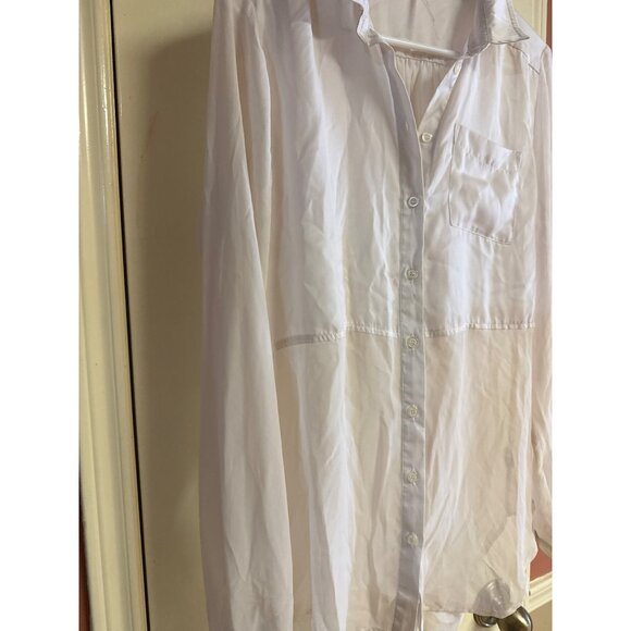 Free People Womens White Sheer Button-Down Blouse S - Picture 3 of 9